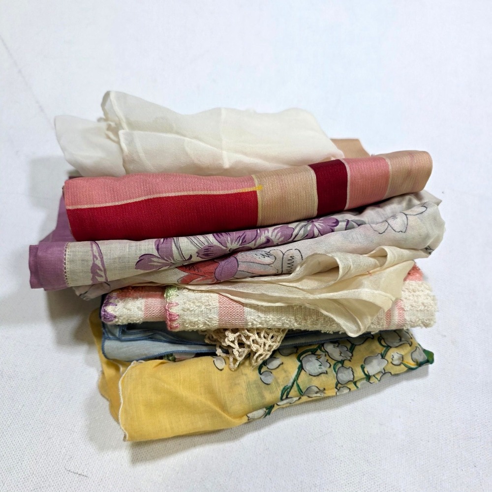 Handkerchief Scarf Lot Women Multicolor Vintage Floral Mixed 9pc Shabby Chic